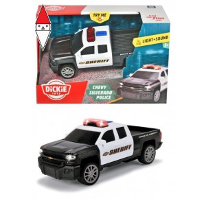 , , , MODELLINO SIMBA CHEVY SILVERADO POLICE IN SCALA 1/32 CM 15 CON LUCI E SUONI