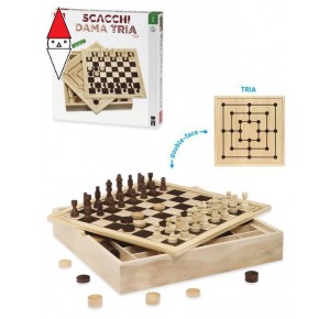 , , , GIOCO DA TAVOLO TEODOMIRO DAL NEGRO SCACCHI DAMA TRIA TOP CM.36