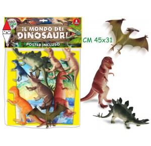 , , , ANIMALI TEOREMA (IMPORTAZIONE) DINOSAURI RIGIDI 8 PZ CON POSTER