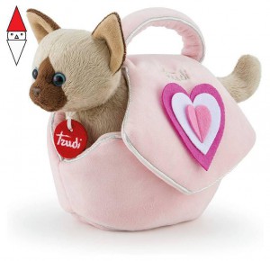 , , , PELUCHE TRUDI GATTINO BORSETTA ROSA CUORI XS