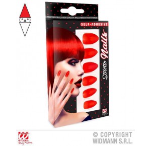 , , , PARTY E CARNEVALE WIDMANN SET DA 12 UNGHIE STILETTO ROSSE AUTO-ADESIVE