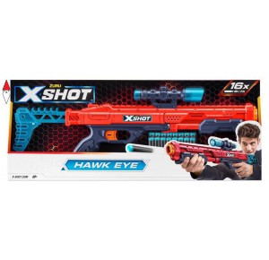 , , , ARMA A MUNIZIONI ZURU X-SHOT EXCEL FUCILE DI PRECISIONE HAWK EYE CON 16 DARDI