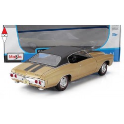 , , , 1/18 MAISTO CHEVROLET CHEVELLE SS 454 COUPE 1971 GOLD MET BLACK