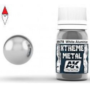 , , , VERNICE METALLICA MODELLISMO AK INTERACTIVE XTREME METAL WHITE ALUMINIUM