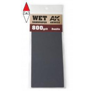 , , , AK INTERACTIVE WET SANDPAPER 800 GRIT. 3 UNITS
