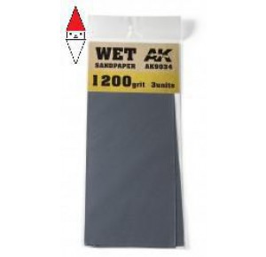 , , , AK INTERACTIVE WET SANDPAPER 1200 GRIT. 3 UNITS