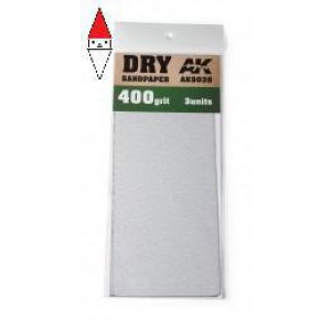 , , , AK INTERACTIVE DRY SANDPAPER 400 GRIT. 3 UNITS