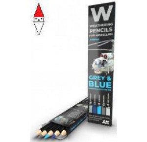 , , , MATITA MODELLISMO AK INTERACTIVE WATERCOLOR PENCIL SET GREY AND BLUE CAMOUFLAGES