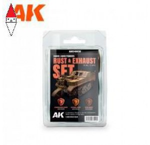 , , , PIGMENTI MODELLISMO AK INTERACTIVE RUST AND EXHAUST SET - LIQUID PIGMENT