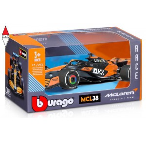 , , , MODELLINO STATICO BBURAGO 1/43 MCLAREN MCL 38 2024 WITH HELMET HARDCASE PIASTRI
