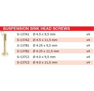 , , , BRM MODEL CARS SUSPENSION BRASS SCREW M2 SINK HEAD 4.25MM X 11.5MM LONG (X4)