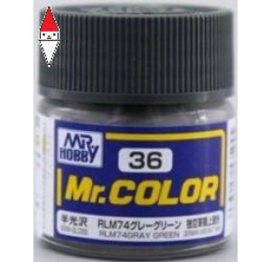 , , , LACQUER PAINT MODELLISMO GUNZE MR.COLOR RLM74 GRAY GREEN - 10ML