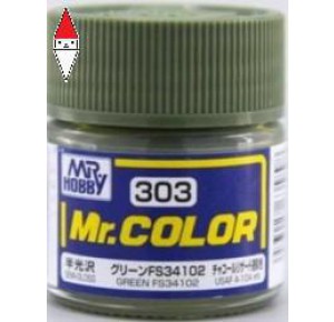 , , , LACQUER PAINT MODELLISMO GUNZE MR.COLOR GREEN FS34102 - 10ML