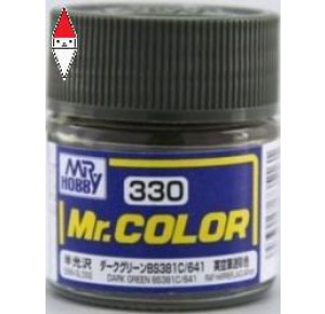 , , , LACQUER PAINT MODELLISMO GUNZE MR.COLOR DARK GREEN BS381C/641 - 10ML