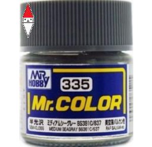 , , , LACQUER PAINT MODELLISMO GUNZE MR.COLOR MEDIUM SEAGRAY BS381C 637 - 10ML