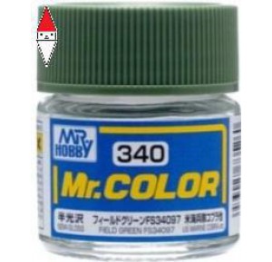 , , , LACQUER PAINT MODELLISMO GUNZE MR.COLOR FIELD GREEN FS34097 - 10ML