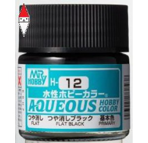 , , , ACRILICO MODELLISMO GUNZE AQUEOUS HOBBY COLORS FLAT BLACK - 10ML