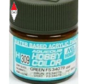 , , , ACRILICO MODELLISMO GUNZE AQUEOUS HOBBY COLORS GREEN FS 34079 - 10ML