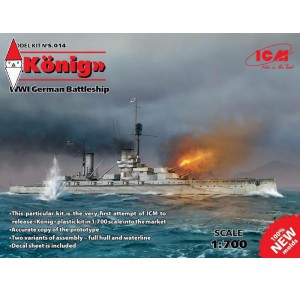 , , , ICM 1/700 KONIG WWI GERMAN BATTLESHIP FULL HULL AND WATERLINE (NEW MOLDS)
