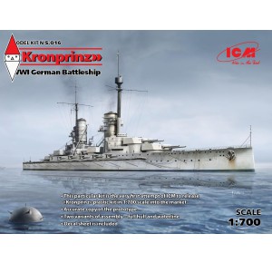 , , , ICM 1/700 KRONPRINZ (FULL HULL AND WATERLINE) WWI GERMAN BATTLESHIP