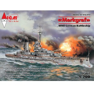 , , , ICM 1/700 MARKGRAF (FULL HULL AND WATERLINE) WWI GERMAN BATTLESHIP