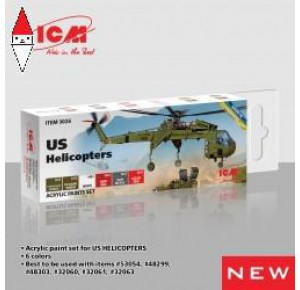 , , , ACRILICO MODELLISMO ICM ACRYLIC PAINT SET FOR US HELICOPTER