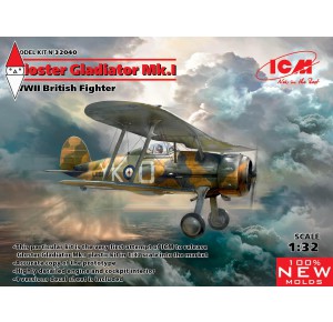, , , ICM 1/32 GLOSTER GLADIATOR MK.I WWII BRITISH FIGHTER (NEW MOLDS)