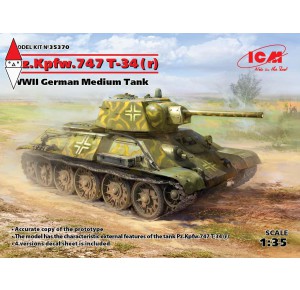 , , , ICM 1/35 PZ.KPFW.747 T-34 (R) WWII GERMAN MEDIUM TANK
