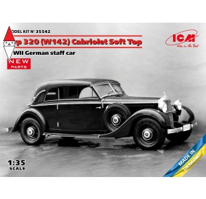 , , , ICM 1/35 TYP 320 (W142) CABRIOLET SOFT TOP WWII GERMAN STAFF CAR