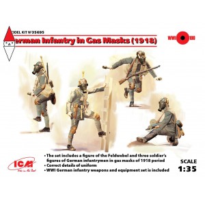 , , , ICM 1/35 GERMAN INFANTRY IN GAS MASKS (1918) (4 FIGURES)