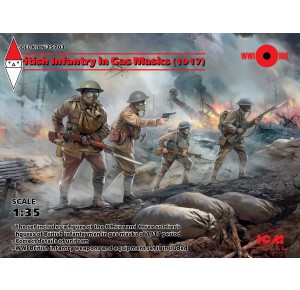 , , , ICM 1/35 BRITISH INFANTRY IN GAS MASKS (1917)  (4 FIGURES)