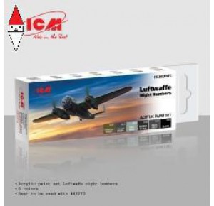 , , , ICM ACRYLIC SETS LUFTWAFFE NIGHT BOMBERS (6 BOTTLES X 12 ML)