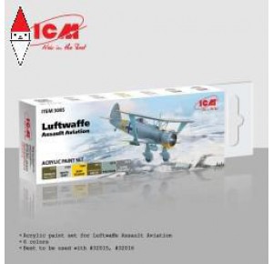 , , , ICM ACRYLIC SETS LUFTWAFFE ASSAULT AVIATION (6 BOTTLES X 12 ML)