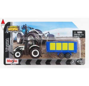 , , , 1/64 MAISTO VALTRA Q305 TRACTOR WITH TRAILER 2018 WHITE BLUE YELLOW