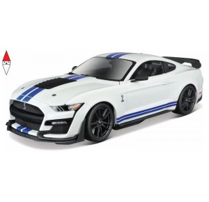 , , , MODELLINO STATICO MAISTO 1/18 2020 MUSTANG SHELBY GT500 WHITE W/BLUE STRIPES