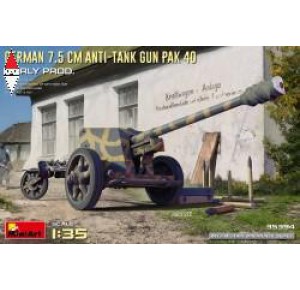 , , , MINI ART 1/35 GERMAN 7.5CM ANTI-TANK GUN PAK 40. EARLY PROD.