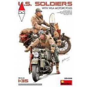 , , , MINI ART 1/35 U.S. SOLDIERS WITH WLA MOTORCYCLES