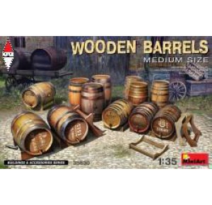 , , , MINI ART 1/35 WOODEN BARRELS. MEDIUM SIZE