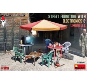 , , , MINI ART 1/35 STREET FURNITURE WITH ELECTRONICS AND UMBRELLA