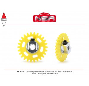 , , , NSR 3/32 ANGLEW SOFT PLASTIC GEAR 26T YELLOW D.16MM