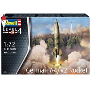 , , , REVELL 1/72 GERMAN A4/V2 ROCKET (W/LAUNCH PLATFORM AND TRAILER)