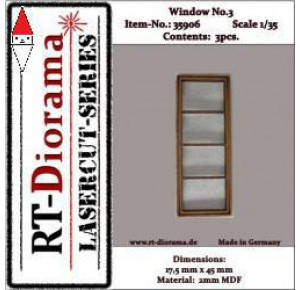 , , , RT-DIORAMA 1/35 LASERCUT: SPROSSENFENSTER NR.3 (3ER SET)