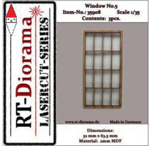 , , , RT-DIORAMA 1/35 LASERCUT: SPROSSENFENSTER NR.5 (3ER SET)