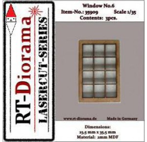 , , , RT-DIORAMA 1/35 LASERCUT: SPROSSENFENSTER NR.6 (3ER SET)
