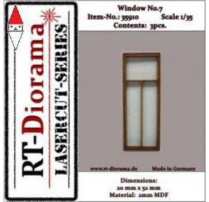 , , , RT-DIORAMA 1/35 LASERCUT: SPROSSENFENSTER NR.7 (3ER SET)