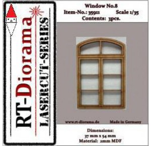 , , , RT-DIORAMA 1/35 LASERCUT: BOGENFENSTER NR.8 (3ER SET)