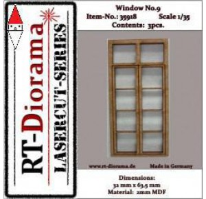 , , , RT-DIORAMA 1/35 LASERCUT: SPROSSENFENSTER NR.9 (3ER SET)