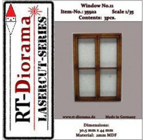 , , , RT-DIORAMA 1/35 LASERCUT: SPROSSENFENSTER NR.11 (3ER SET)