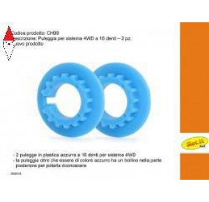 , , , SLOT.IT PULEGGIA AZZURRA A 16 DENTI PER 4WD SYSTEM - (2X)