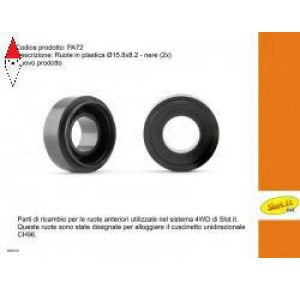 , , , SLOT.IT RUOTA IN PLASTICA D15.8X8,2 ANT. NERE PER 4WD SYSTEM (2X)